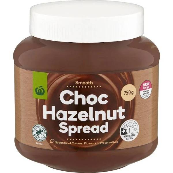 Woolworths Choc Hazelnut Spread 750g