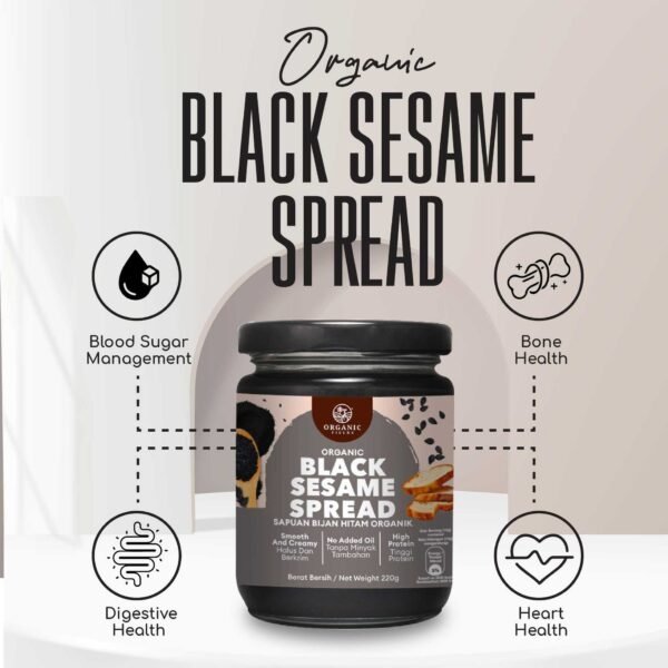 Organic 220g Premium Quality Sweet & Buttery Black Sesame Spread All Natural Ingredients Jam in Bottle