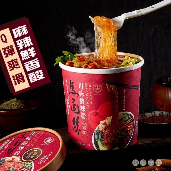 Taiwan Supplier Hot And Sour Bean Threads Chewy And Smooth Spicy Instant Cup Noodles 131g
